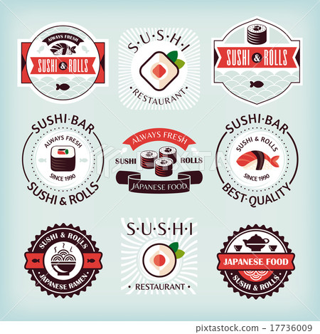 Set of various sushi labels 17736009