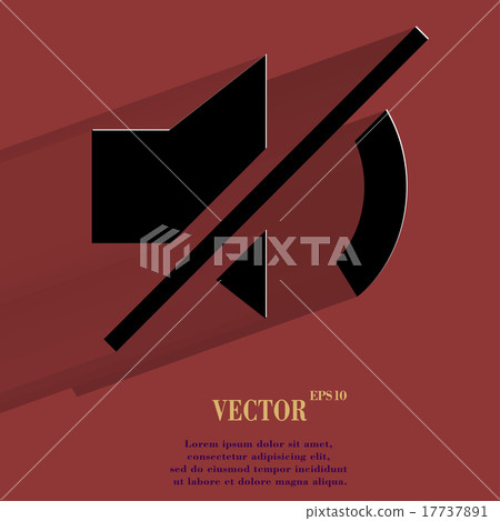 Mute sound. Flat modern web button with long shado 17737891