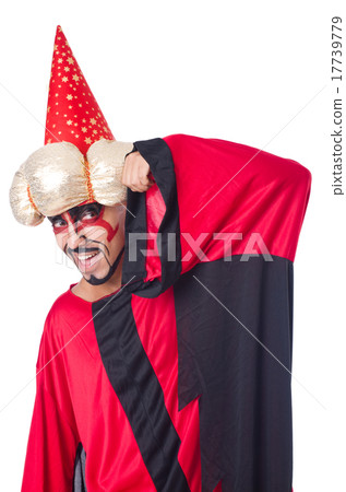 Wizard in red costume isolated on white Wizard in red costume isolated on white 17739779