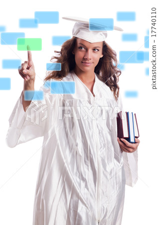 Graduate with book isolated on white 17740110