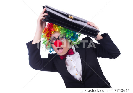 Woman clown businesswoman isolated on white Woman clown businesswoman isolated on white 17740645
