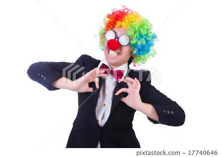 Woman clown businesswoman isolated on white 17740646