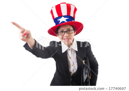Woman businessman with american symbols Woman businessman with american symbols 17740697