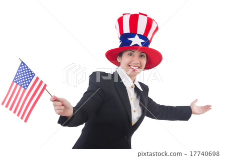 Woman businessman with american symbols Woman businessman with american symbols 17740698