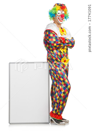 Clown with blank board on white Clown with blank board on white 17741091