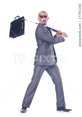 Businessman with sword isolated on white Businessman with sword isolated on white 17741168