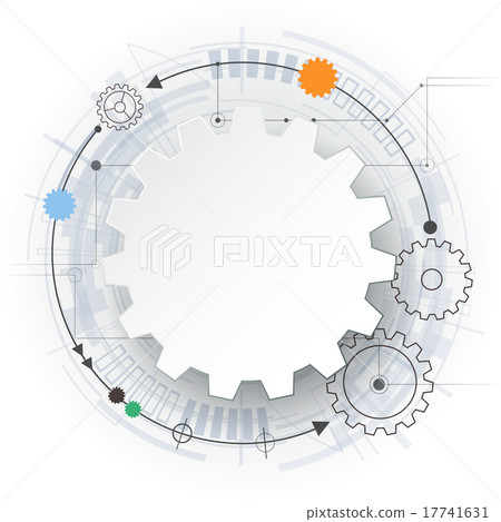 Vector 3d paper gear wheel on circuit board 17741631