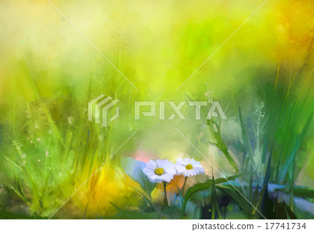 Oil painting nature green grass flowers plants 17741734