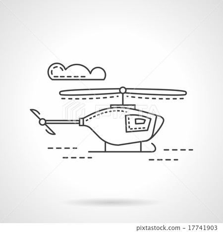 Flat line military copter vector icon 17741903