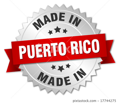 made in Puerto Rico silver badge with red ribbon made in Puerto Rico silver badge with red ribbon 17744275