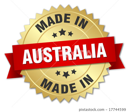 made in Australia gold badge with red ribbon made in Australia gold badge with red ribbon 17744599