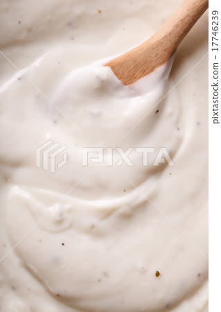 cooking bechamel sauce macro horizontal top view 17746239
