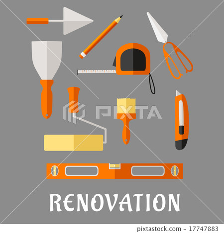 Construction and renovation tools flat icons 17747883