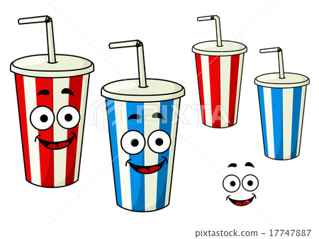 Cartoon takeaway soda striped cups 17747887