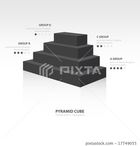 pyramid cube infographic side view black color - Stock Illustration ...