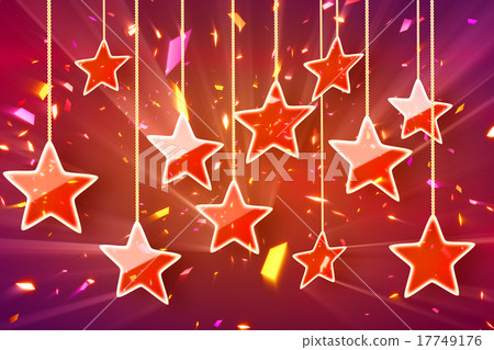 red hanging stars and bokeh lights red hanging stars and bokeh lights 17749176