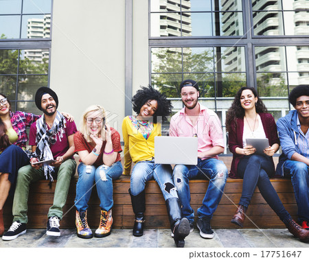 Diverse Group People Hanging Out Campus Concept Diverse Group People Hanging Out Campus Concept 17751647