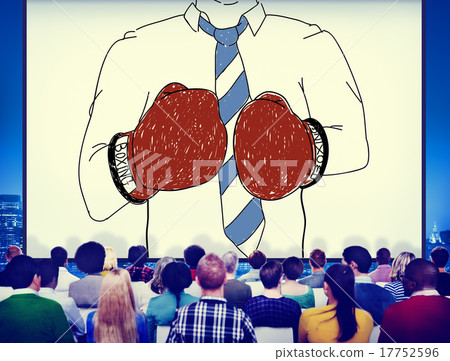 Businessman Boxing Conpetition Fighting Sport Agressive Concept 17752596