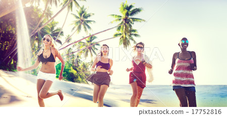 Women Friends Summer Beach Relaxing Concept 17752816