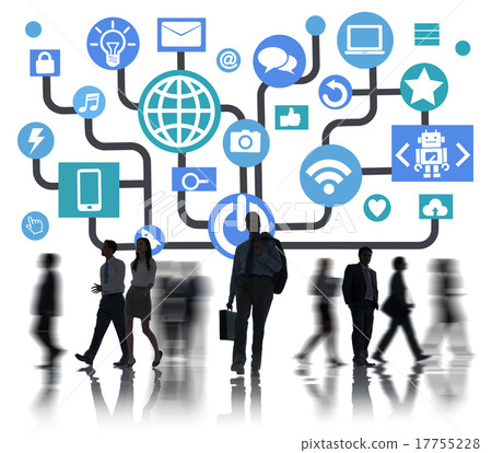 Global Communications Social Networking Commuter Walking Online Global Communications Social Networking Commuter Walking Online 17755228