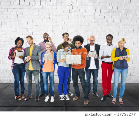 Group Of People Using Digital Device Technology Concept Group Of People Using Digital Device Technology Concept 17755277