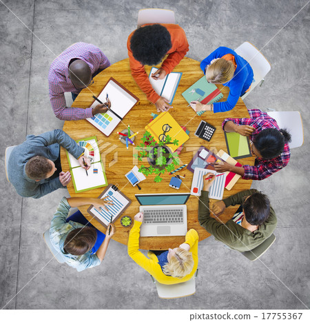 Aerial View Business Contemporary Working Meeting Casual Company Aerial View Business Contemporary Working Meeting Casual Company 17755367