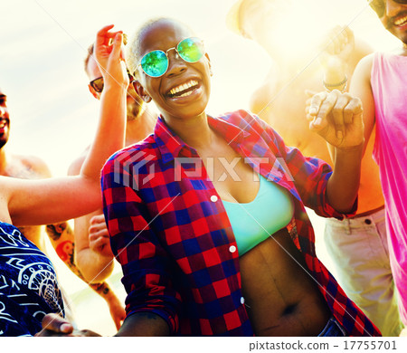 Diverse Group People Beach Party Dancing Concept 17755701