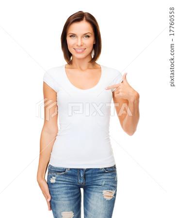 woman in blank white t-shirt woman in blank white t-shirt 17760558