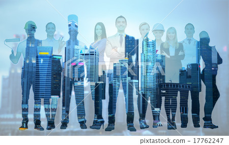 happy businessman over professional workers 17762247