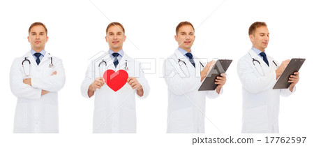 doctors with red heart and clipboard 17762597