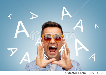 face of angry shouting a letters man in sunglasses 17763138