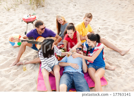 group of happy friends having fun on beach group of happy friends having fun on beach 17763141