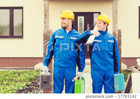 group of builders with toolboxes group of builders with toolboxes 17763142