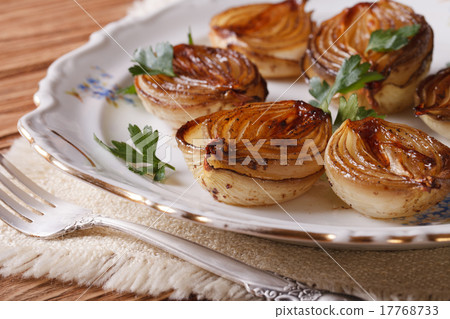 caramelized onions on a plate close-up. horizontal caramelized onions on a plate close-up. horizontal 17768733