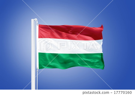 Flag of Hungary flying against a blue sky 17770160