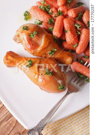 Roasted chicken legs and caramelized carrots 17770287