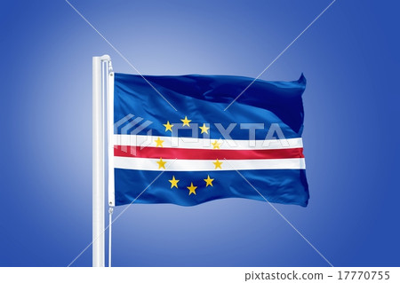 Flag of Cape Verde flying against a blue sky Flag of Cape Verde flying against a blue sky 17770755
