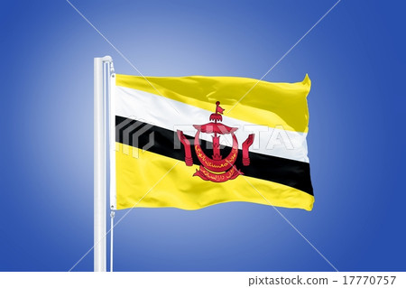 Flag of Brunei flying against a blue sky 17770757