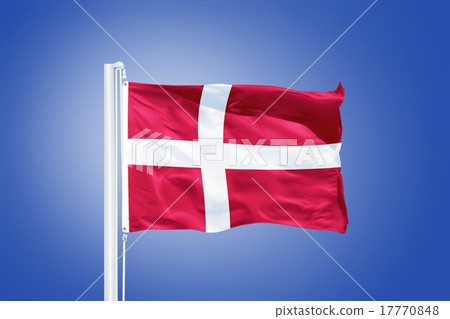 Flag of Denmark flying against a blue sky 17770848