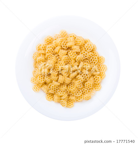 Plate of pasta seen from above isolated on white 17771540