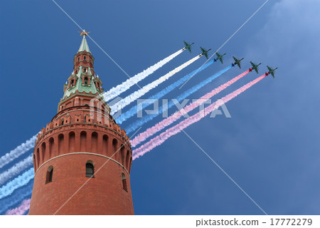 Russian military aircrafts fly over Moscow Russian military aircrafts fly over Moscow 17772279