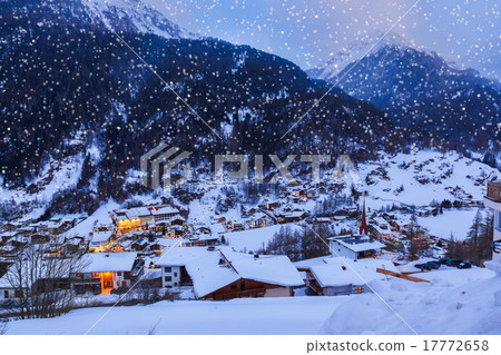 Mountains ski resort Solden Austria at sunset 17772658