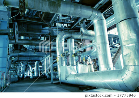 Industrial zone, Steel pipelines, valves and tanks 17773946