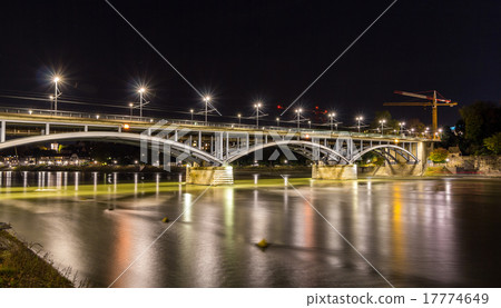 Wettsteinbrucke over the Rhine in Basel by night Wettsteinbrucke over the Rhine in Basel by night 17774649