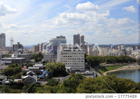 Okayama Castle Looking at the Okayama station direction to the west from Tenson (The round building is Okayama Symphony Building and the lower right is Asahikawa) 17775489
