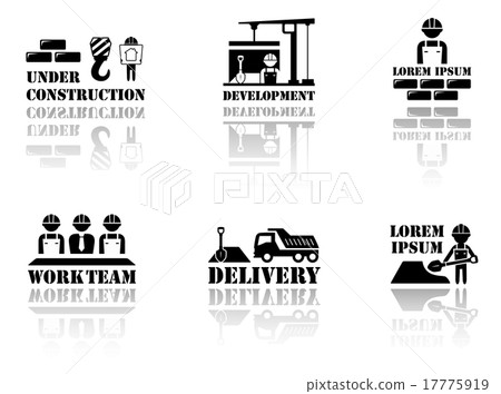 set industrial symbols with reflection silhouette set industrial symbols with reflection silhouette 17775919