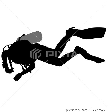 Black silhouette scuba divers.  17777577