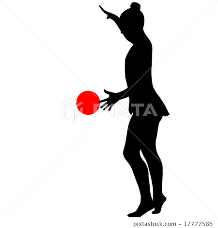 Silhouette girl  gymnast with the ball.  17777586