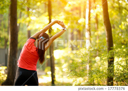 woman exercising in park woman exercising in park 17778376