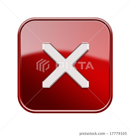 close icon glossy red, isolated on white close icon glossy red, isolated on white 17779105